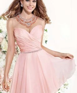 Cocktail Dresses Tarik Ediz - Illusion Jewel A-Line Cocktail Dress 90377