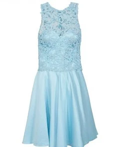 Tarik Ediz - Illusion Neck A-Line Short Dress 90419 Cocktail Dresses