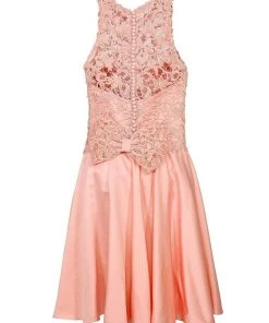 Tarik Ediz - Illusion Neck A-Line Short Dress 90419 Cocktail Dresses