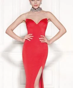 Formal Gowns Tarik Ediz - Jeweled Illusion Gown 92425 10 Formal Gowns Tarik Ediz - Jeweled Illusion Gown 92425