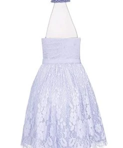 Cocktail Dresses Tarik Ediz - Lace Illusion Halter Neck Dress 50082