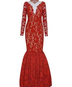 Tarik Ediz - Lace Illusion High Neck Mermaid Dress 50050 19 Tarik Ediz - Lace Illusion High Neck Mermaid Dress 50050