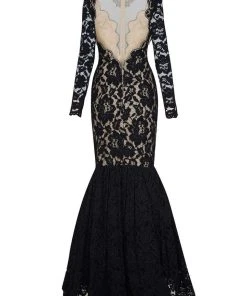 Tarik Ediz - Lace Illusion High Neck Mermaid Dress 50050 18 Tarik Ediz - Lace Illusion High Neck Mermaid Dress 50050