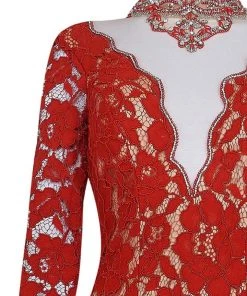 Tarik Ediz - Lace Illusion High Neck Mermaid Dress 50050 20 Tarik Ediz - Lace Illusion High Neck Mermaid Dress 50050