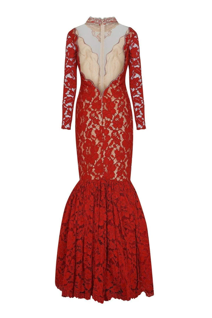 Tarik Ediz - Lace Illusion High Neck Mermaid Dress 50050 12 Tarik Ediz - Lace Illusion High Neck Mermaid Dress 50050