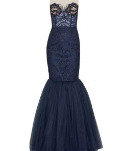 Tarik Ediz - Lace Illusion Neck Dress 50061 Formal Gowns 13 Tarik Ediz - Lace Illusion Neck Dress 50061 Formal Gowns