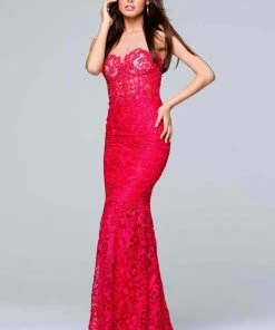 Tarik Ediz - Lace Illusion Neck Dress 50089