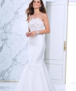 Formal Gowns Tarik Ediz - Lace Illusion Neck Mermaid Gown 50070