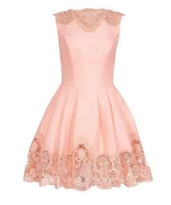 Tarik Ediz - Lace Jewel Neck A-line Dress 50048 Cocktail Dresses