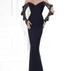 Formal Gowns Tarik Ediz - Lace V-Neck Gown 92571