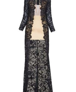 Tarik Ediz - Lace V-neck Sheath Dress 50058