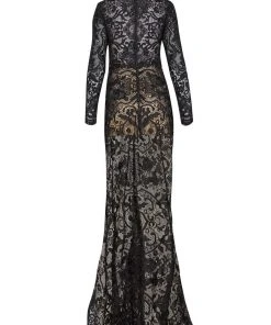 Tarik Ediz - Lace V-neck Sheath Dress 50058