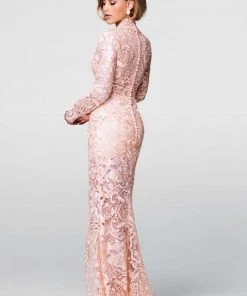 Tarik Ediz - Lace V-neck Sheath Dress 50058