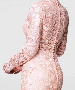 Tarik Ediz - Lace V-neck Sheath Dress 50058