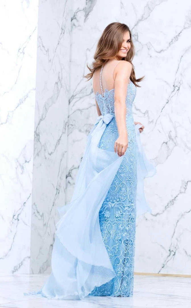 Tarik Ediz - Lavish Lace Sheer Evening Dress 50103 Formal Gowns 4 Tarik Ediz - Lavish Lace Sheer Evening Dress 50103 Formal Gowns