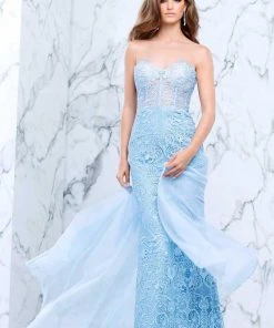 Tarik Ediz - Lavish Lace Sheer Evening Dress 50103 Formal Gowns