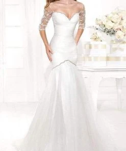 Tarik Ediz - Mte92372 Bejeweled Illusion Sleeve Fitted Trumpet Gown