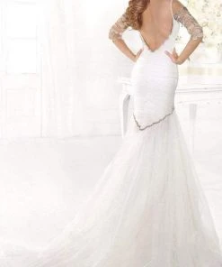 Tarik Ediz - Mte92372 Bejeweled Illusion Sleeve Fitted Trumpet Gown