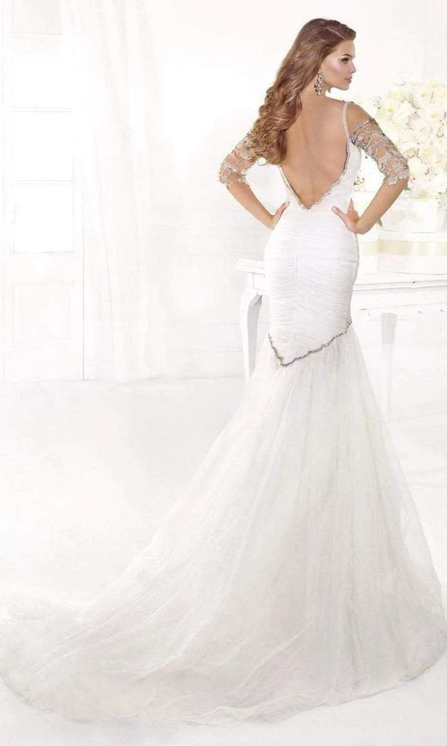 Tarik Ediz - Mte92372 Bejeweled Illusion Sleeve Fitted Trumpet Gown 4 Tarik Ediz - Mte92372 Bejeweled Illusion Sleeve Fitted Trumpet Gown