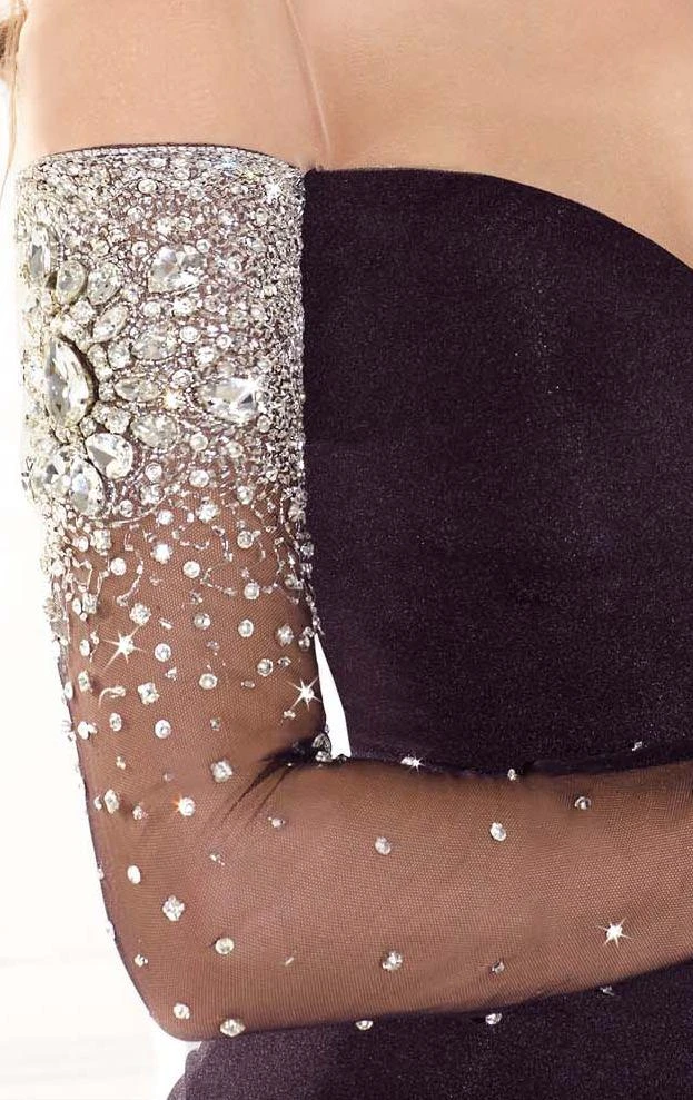 Formal Gowns Tarik Ediz - Mte92373 Illusion Asymmetrical Long Sleeve Gown 6 Formal Gowns Tarik Ediz - Mte92373 Illusion Asymmetrical Long Sleeve Gown