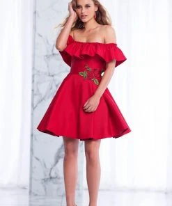 Cocktail Dresses Tarik Ediz - Off-Shoulder A-line Dress 50033