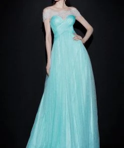 Tarik Ediz - Off The Shoulder Lace Wrap Tulle Long Gown 92497