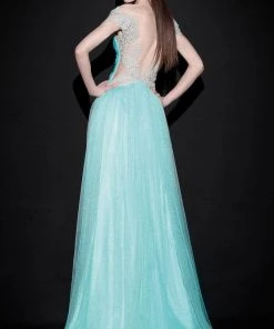 Tarik Ediz - Off The Shoulder Lace Wrap Tulle Long Gown 92497