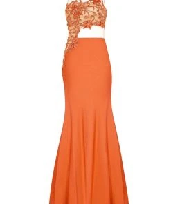 Tarik Ediz - One Shoulder Illusion Beaded Gown 92541 Formal Gowns