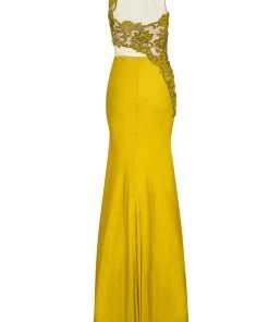 Tarik Ediz - One Shoulder Illusion Beaded Gown 92541 Formal Gowns