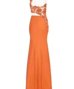 Tarik Ediz - One Shoulder Illusion Beaded Gown 92541 Formal Gowns