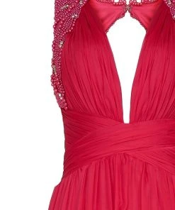 Tarik Ediz - Pearl Accented A-line Dress 50060 Formal Gowns