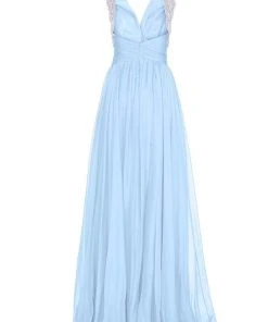 Tarik Ediz - Pearl Accented A-line Dress 50060 Formal Gowns