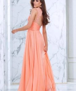 Tarik Ediz - Pearl Accented A-line Dress 50060 Formal Gowns