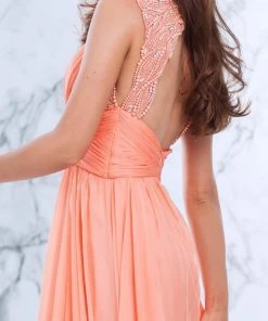 Tarik Ediz - Pearl Accented A-line Dress 50060 Formal Gowns