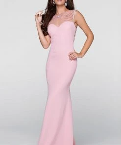 Formal Gowns Tarik Ediz - Pearl Embellished Sheath Dress 50084
