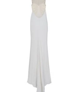 Formal Gowns Tarik Ediz - Pearl Embellished Sheath Dress 50084 21 Formal Gowns Tarik Ediz - Pearl Embellished Sheath Dress 50084