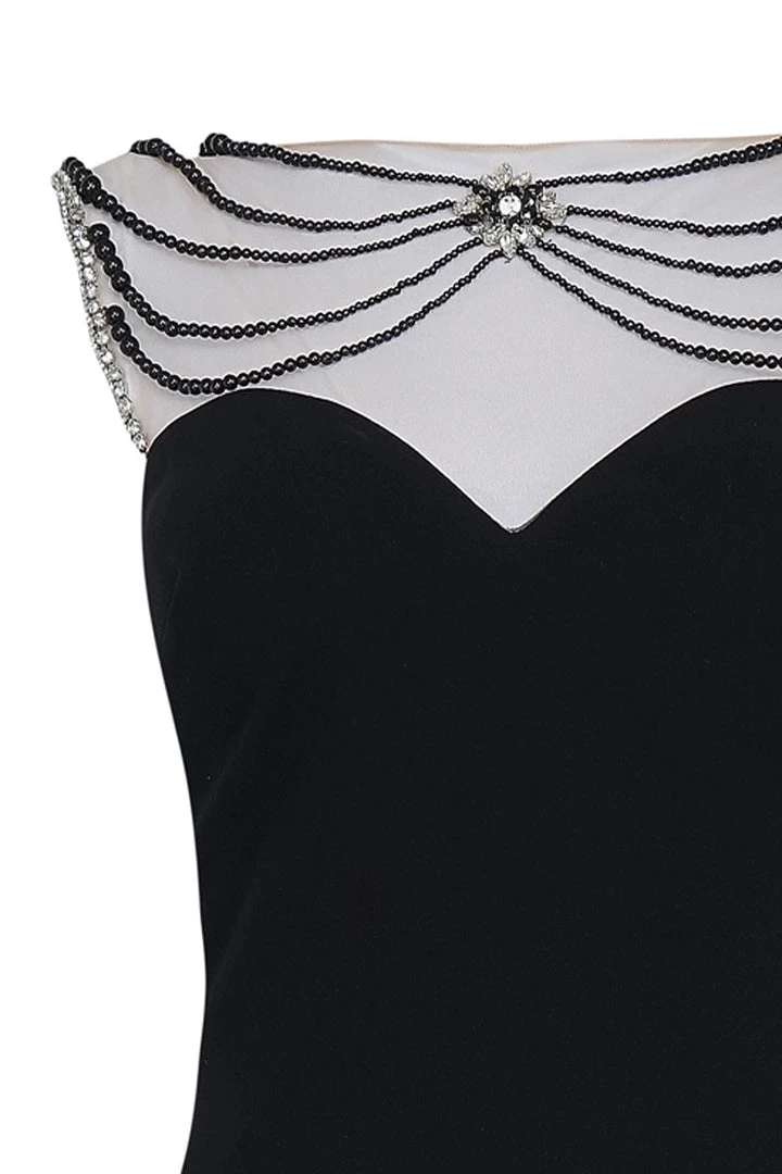 Formal Gowns Tarik Ediz - Pearl Embellished Sheath Dress 50084 8 Formal Gowns Tarik Ediz - Pearl Embellished Sheath Dress 50084