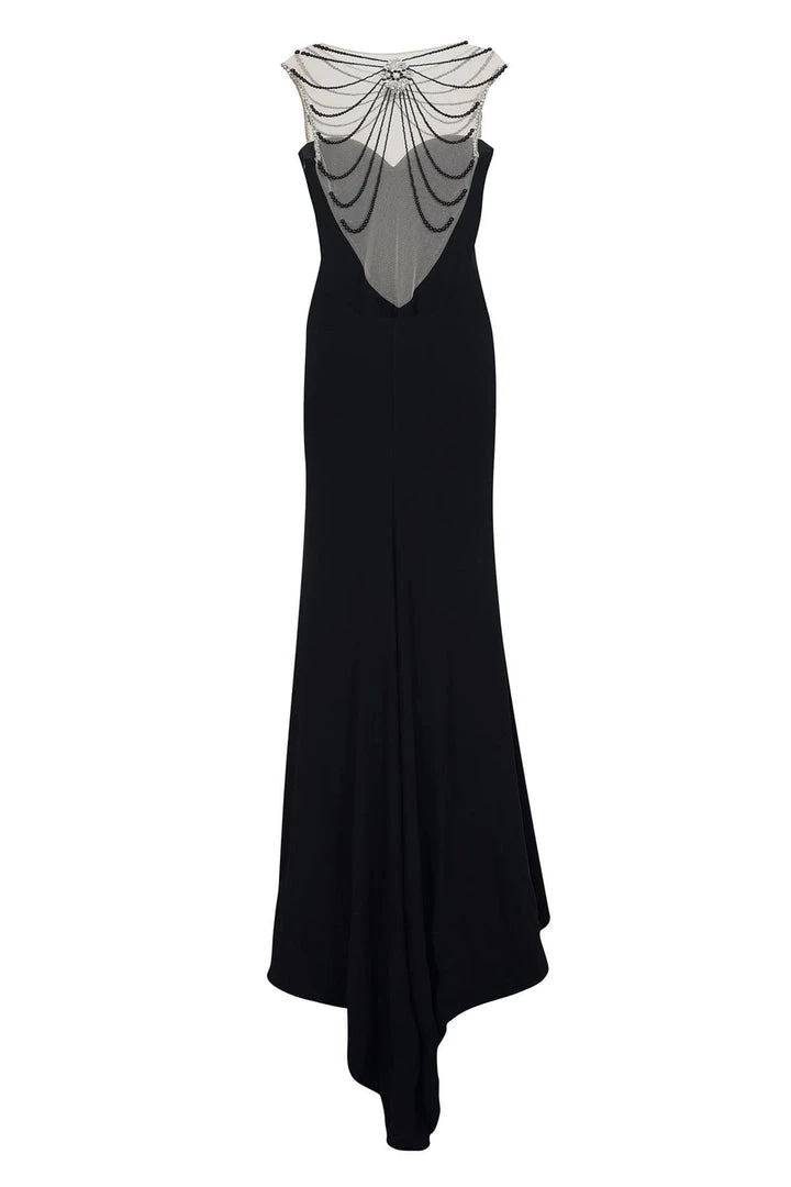 Formal Gowns Tarik Ediz - Pearl Embellished Sheath Dress 50084 9 Formal Gowns Tarik Ediz - Pearl Embellished Sheath Dress 50084
