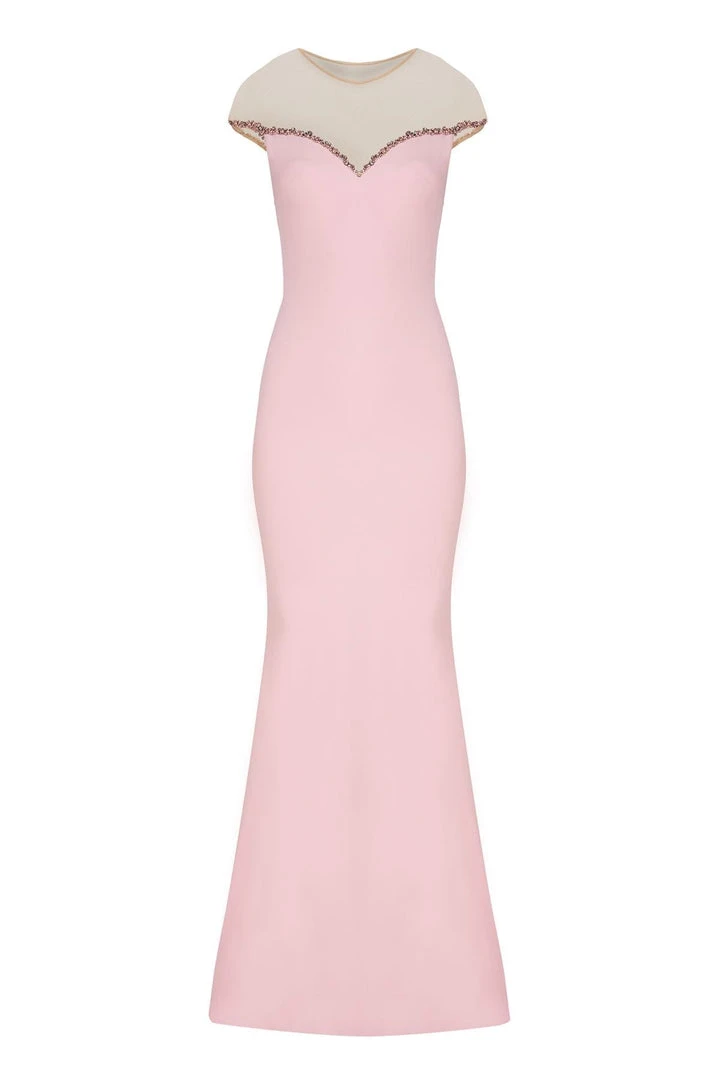 Tarik Ediz - Rhinestone Accented Sheath Gown 50097 8 Tarik Ediz - Rhinestone Accented Sheath Gown 50097