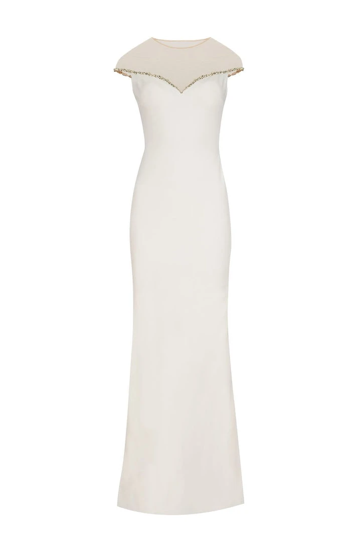 Tarik Ediz - Rhinestone Accented Sheath Gown 50097 11 Tarik Ediz - Rhinestone Accented Sheath Gown 50097