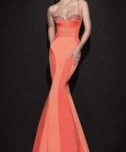 Tarik Ediz - Sculpted Seamed Gown 92488