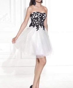 Tarik Ediz - Semi-Sweetheart Neck A-Line Dress 90457 Cocktail Dresses
