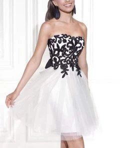 Tarik Ediz - Semi-Sweetheart Neck A-Line Dress 90457 Cocktail Dresses