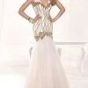 Formal Gowns Tarik Ediz - Sequined V-Neck Gown 92382