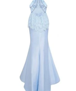 Formal Gowns Tarik Ediz Sheer Halter Neck Mermaid Evening Dress 50077 - 1 Pc Skyway Blue In Size 2 Available 14 Formal Gowns Tarik Ediz Sheer Halter Neck Mermaid Evening Dress 50077 - 1 Pc Skyway Blue In Size 2 Available