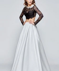 Tarik Ediz - Sheer Lace Taffeta Long Dress 93114