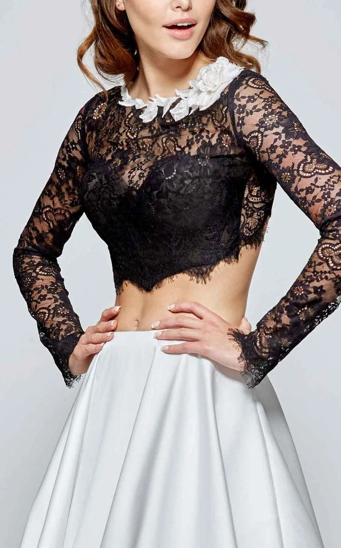 Tarik Ediz - Sheer Lace Taffeta Long Dress 93114 4 Tarik Ediz - Sheer Lace Taffeta Long Dress 93114