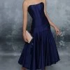 Tarik Ediz - Strapless A-Line Tea-Length Dress 96123 - 1 Pc Marmalade In Size 4 And 1 Pc Navy In Size 6 Available Cocktail Dresses