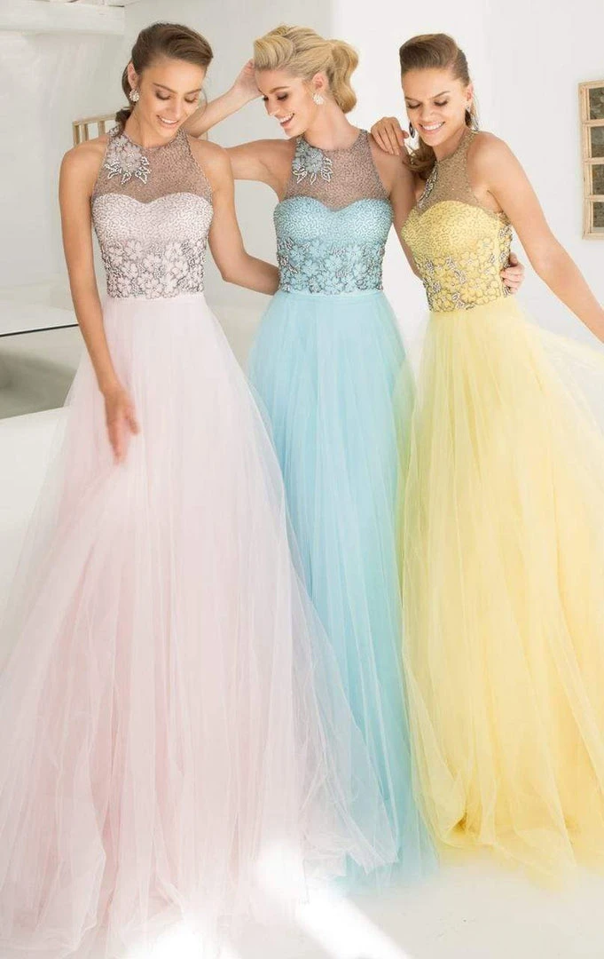 Formal Gowns Tarik Ediz - Sweetheart Gown With Sheer Halter Overlay 92555 11 Formal Gowns Tarik Ediz - Sweetheart Gown With Sheer Halter Overlay 92555