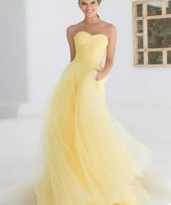 Formal Gowns Tarik Ediz - Sweetheart Gown With Sheer Halter Overlay 92555